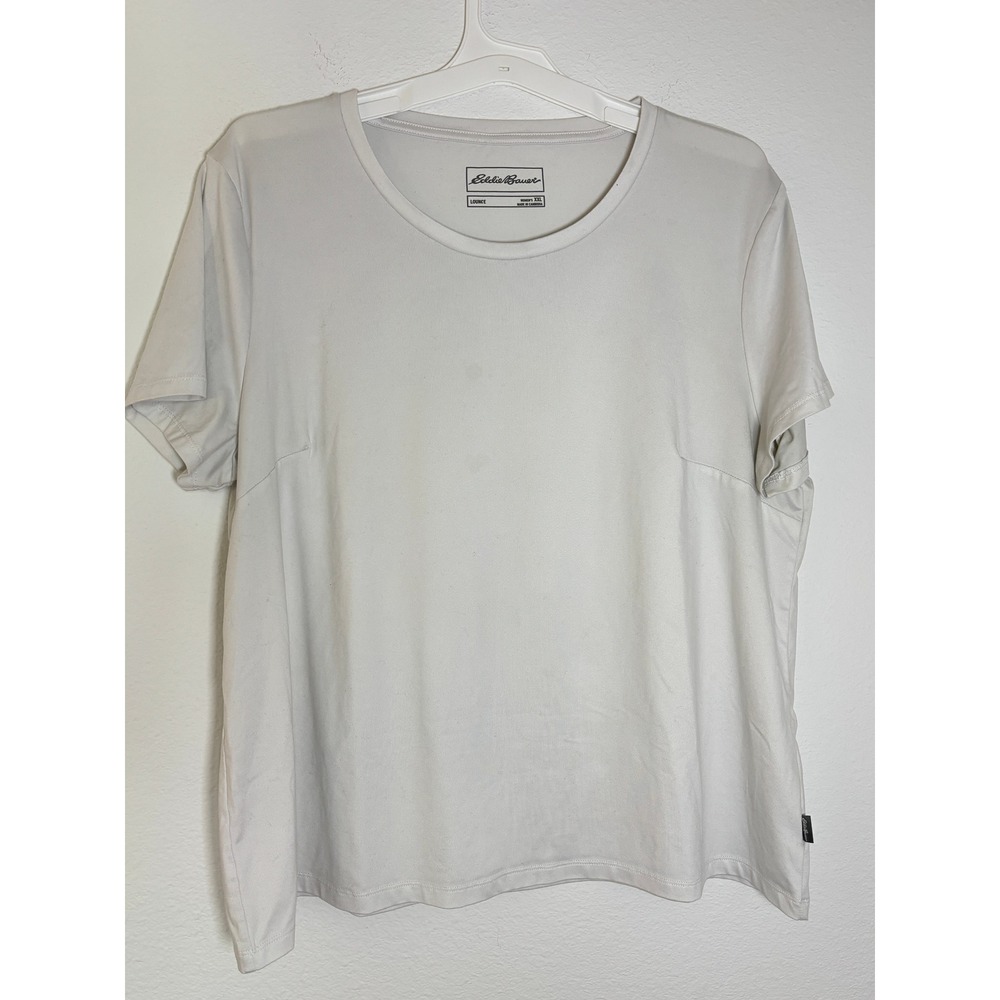 Eddie Bauer Lounge Womens XXL Short Sleeve T-Shirt Crew Neck Light Gray Basic